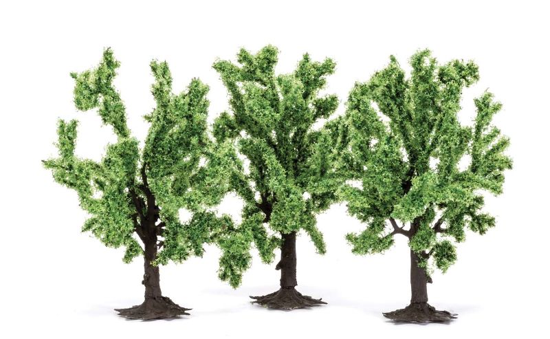 Hornby Fruit Trees in 1/76 scale, adding vibrant detail and realism to model train layouts and dioramas.