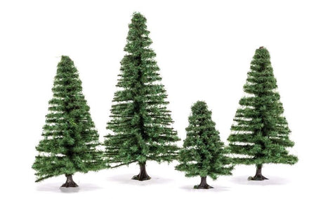Small fir trees in 1:76 scale to enhance model railways with realistic foliage and vibrant colors, perfect for dioramas.