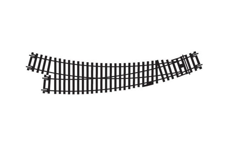 Hornby Curve Point R/H (1) for model trains, featuring 22.5° and 33.75° curves, 438mm radius for smooth transitions.
