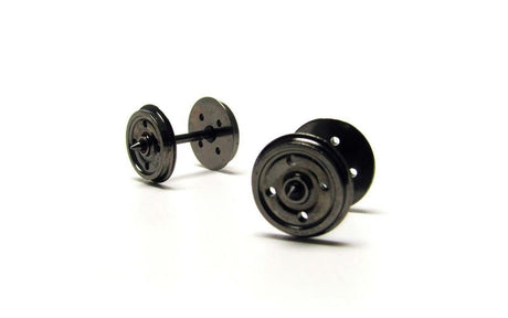 Hornby 14.1mm 4 Hole Wheels for 1/76 scale model trains, offering smooth operation and superior traction for enhanced layouts.