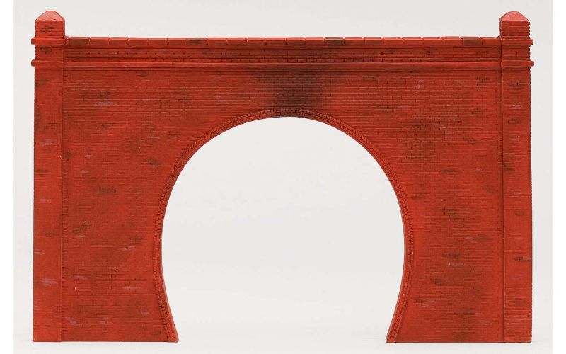 Set of two realistic brick tunnel portals for 1/76 scale model railway enhancements.