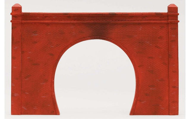 Set of two realistic brick tunnel portals for 1/76 scale model railway enhancements.