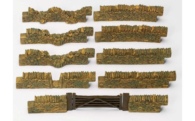 Hornby Cotswold Wall Pack #2 featuring intricately crafted stone walls for realistic model railway scenery enhancements.