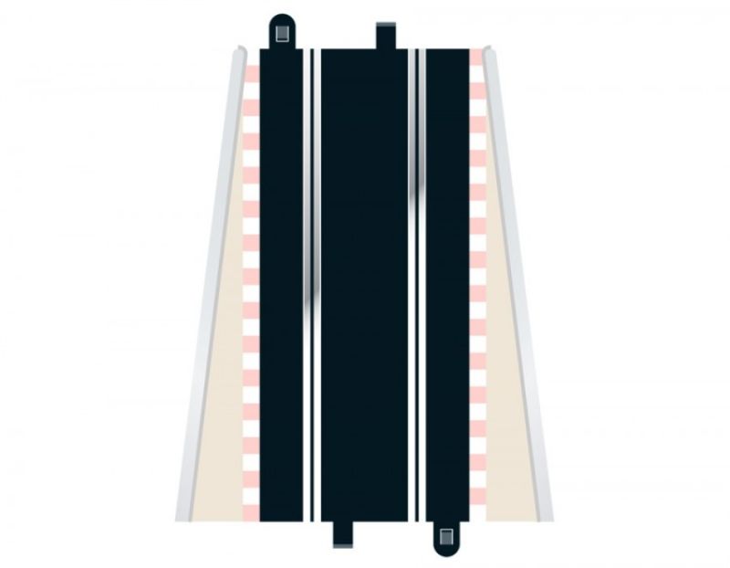 Two Scalextric 350mm standard straight tracks for easy slot car circuit building and racing excitement.