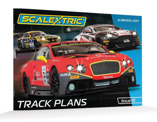Scalextric Track Plans Book for 1/32 scale racing, featuring customizable layouts and expert tips for enhanced slot car setups.