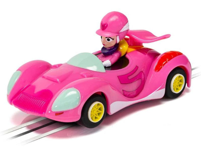 Micro 9V Wacky Races P Pitstop slot car featuring Penelope Pitstop's iconic 'Pink Pussycat' for thrilling family racing fun.