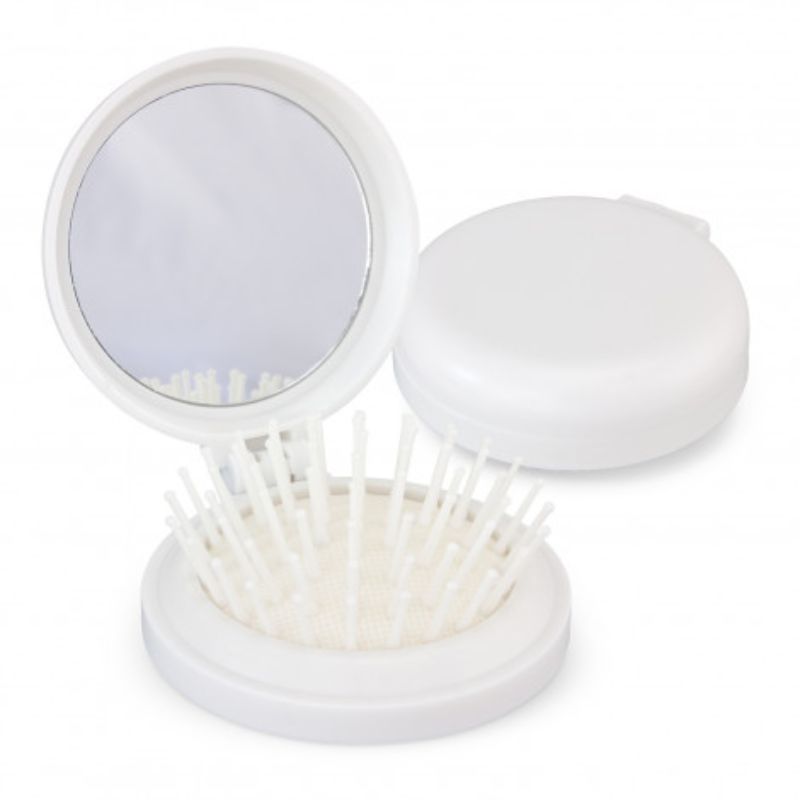 Compact Brush with Mirror - White (Set of 12)