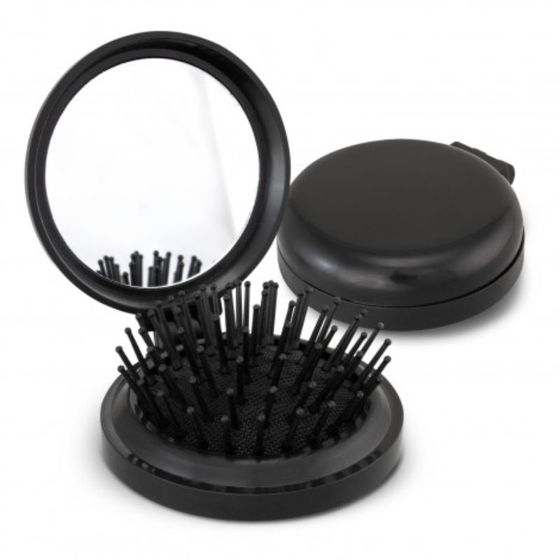 Compact Brush with Mirror - Black (Set of 12)