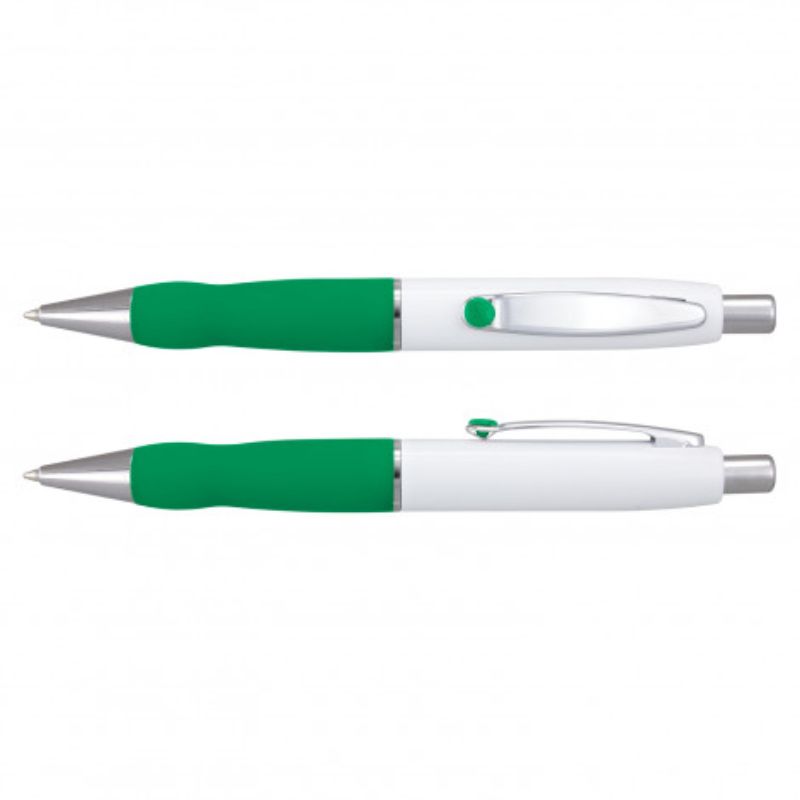Pen - Turbo Barrel - White/Dark Green (Set of 24)