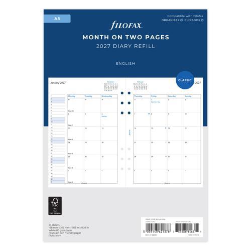 Filofax Refill Classic Month To View A5 2027