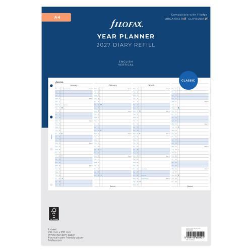 Filofax Refill Year Planner Vertical A4 2027