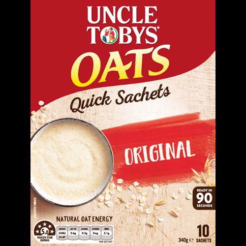 Uncle Tobys Oats Original Quick Sachets 10 x 34g
