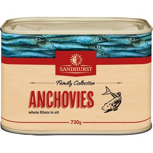 Sandhurst Anchovies Fillet In Soya Oil 720g