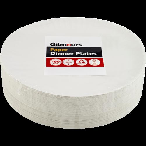 Gilmours Disposable Dinner Plates Paper 100pk