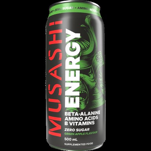 Musashi Zero Sugar Green Apple Flavour Energy Drink 12 x 500ml