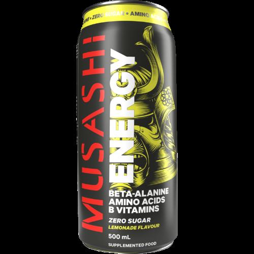 Musashi Zero Sugar Lemonade Flavour Energy Drink 12 x 500ml