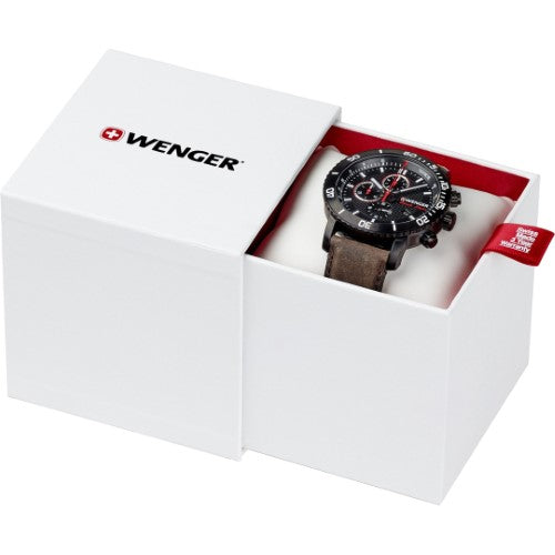 Watch - WENGER Urban Classic Chrono 42mm Black Dial Brown Strap