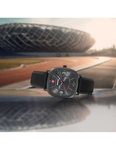 Watch - WENGER Vintage Sport 37mm Grey Dial Black Silicone Strap
