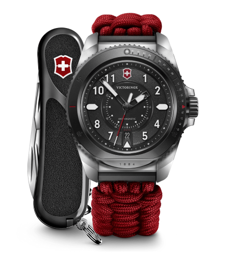 Watch - VICTORINOX Journey 1884 43mm Red Para Strap Black Dial