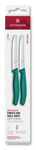 2 Piece Steak & Tomato Knife Set - VICTORINOX 11cm (Green)
