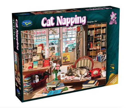 Jigsaw Puzzle - Cat Napping Bookshop Cat (1000 Piece)