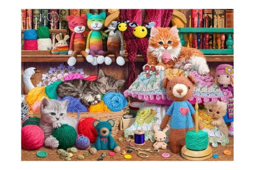 Jigsaw Puzzle - Cat Napping Crochet Kittens ( 1000 Piece)