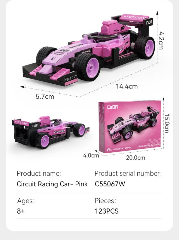 Brick Model Car Kit - CADA 1:32 WEICHANG 10 PINK RACING CAR