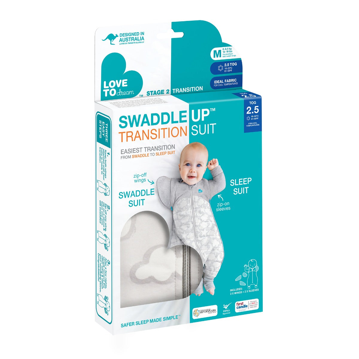 Love to Dream Swaddle Up™ Transition Suit Warm 2.5 TOG - Daydream Grey - Medium