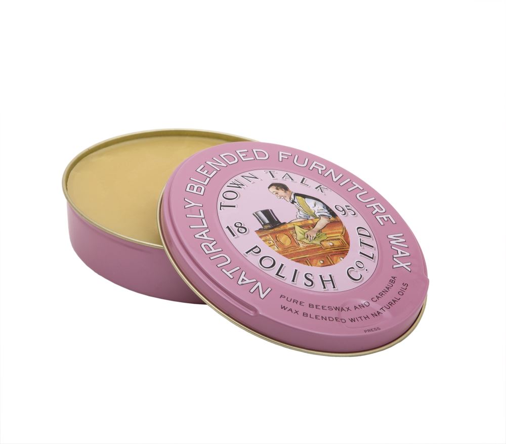 150g tin of Town Talk Furniture Wax, enhancing wood with a natural sheen and protection against marks and spills.