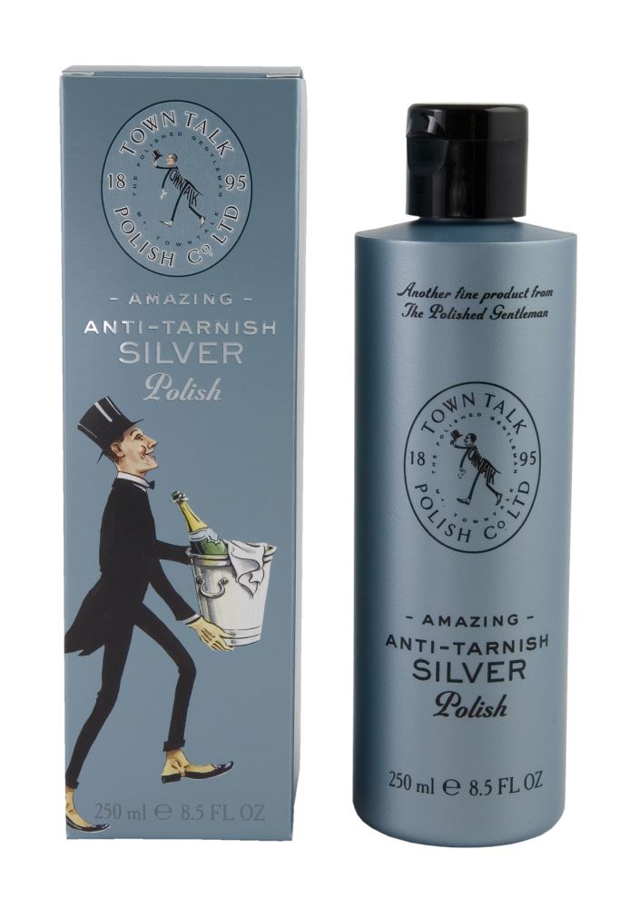 Premium 250ml silver polish restores tarnished silverware, safe for all types and eco-friendly from Town Talk.