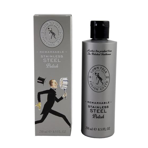 Stainless Steel Polish in a 250ml bottle, designed to restore shine and remove stains from kitchenware and appliances.