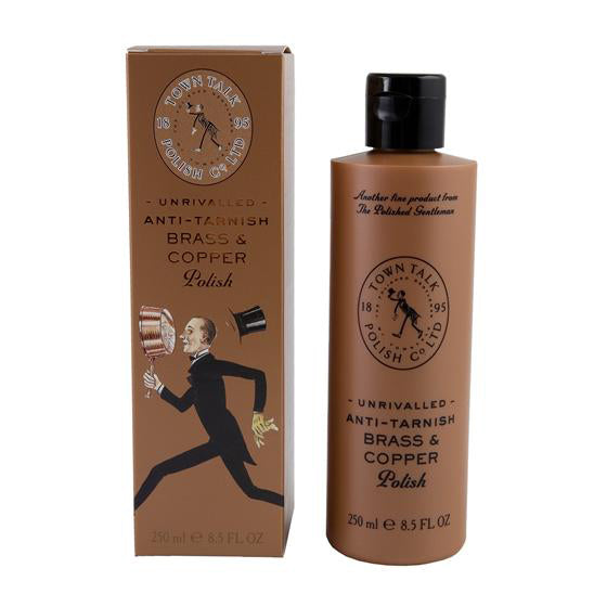 250ml bottle of Brass & Copper Cleaner for restoring shine and preventing tarnish on metal surfaces.