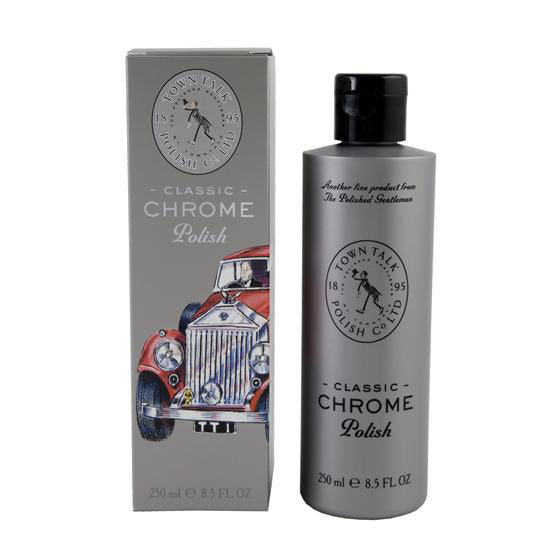 Premium Chrome Polish in a 250ml bottle for restoring shine to chrome surfaces and automotive trim.