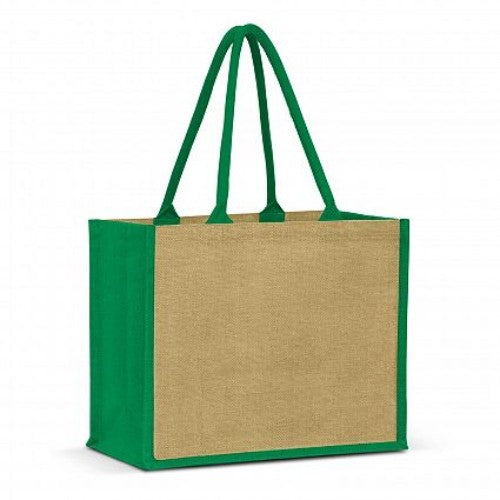 Torino Jute Tote Bag - Set of 6 (Natural / Green)