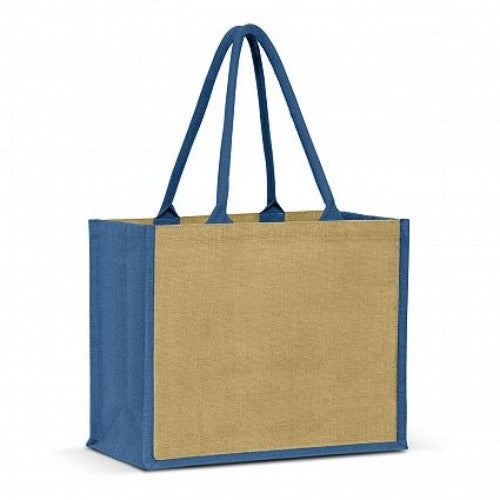 Torino Jute Tote Bag - Set of 6 (Natural / Blue)