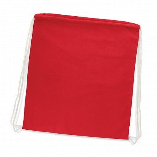 Cotton Drawstring Backpack - Set of 10 (Red)
