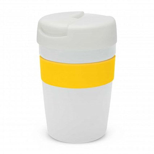 Java Vacuum Cup with Band - 340ml (White / Yellow)