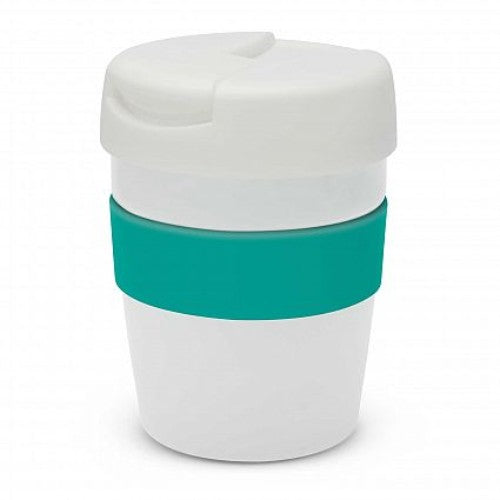 Java Vacuum Cup with Band - 230ml (White / Teal)