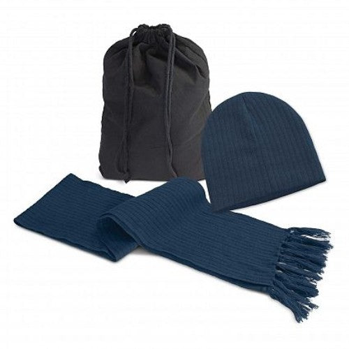 Nebraska Scarf and Beanie Set (Navy)