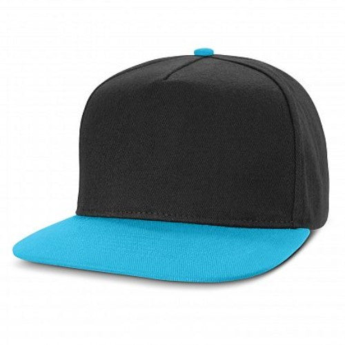 Crusade Contrast Flat Peak Cap - Set of 6 (Black / Light Blue)