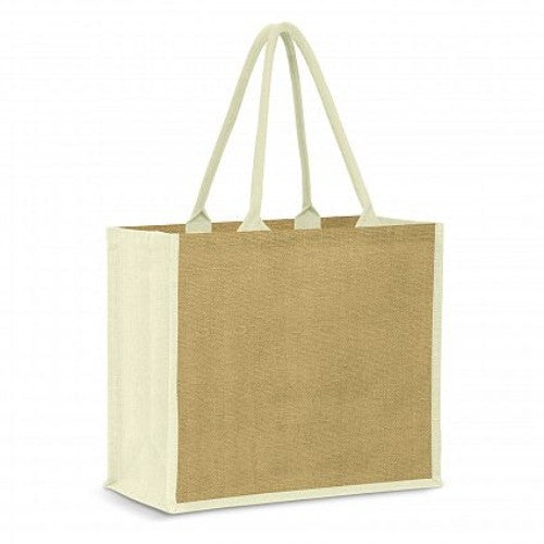 Modena Jute Tote Bag - Set of 6 (Natural / White)