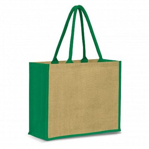 Modena Jute Tote Bag - Set of 6 (Natural / Green)