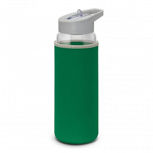 Elixir Glass Drink Bottle with Sleeve (Clear / Kelly Green)
