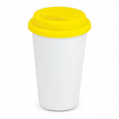 Aztec Double Wall Coffee Cup (White / Yellow)