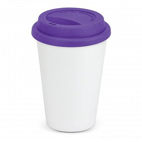 Aztec Double Wall Coffee Cup (White / Purple)