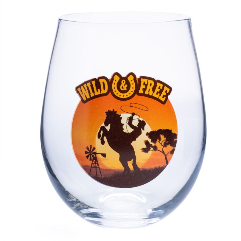 Stemless Wine Glass - Wild and Free (13cm)