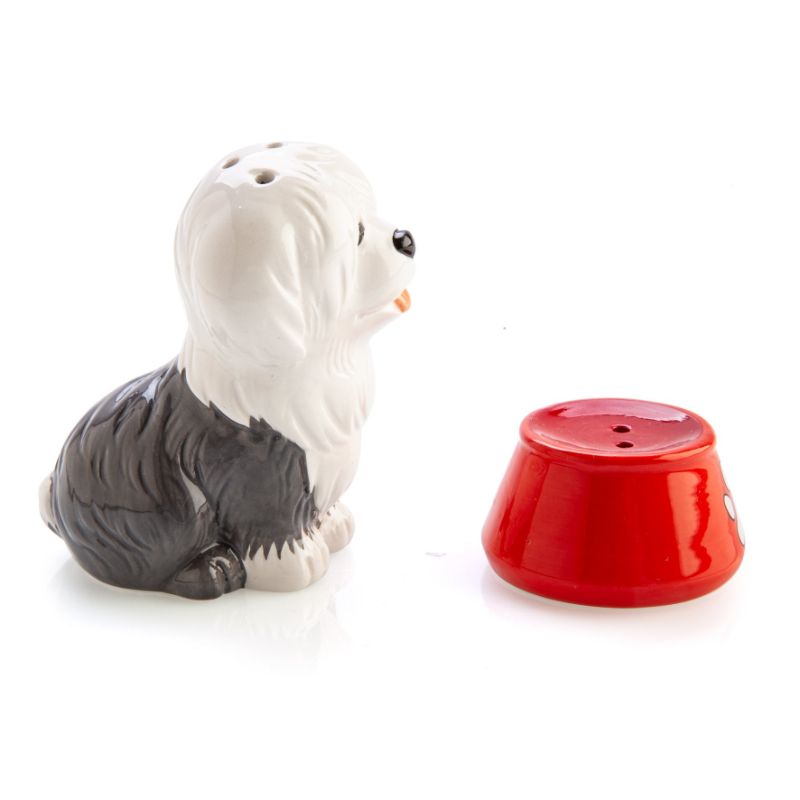 Salt & Pepper Set - Flavour Mate Furever Pets Sheepdog & Bowl (11.5cm)