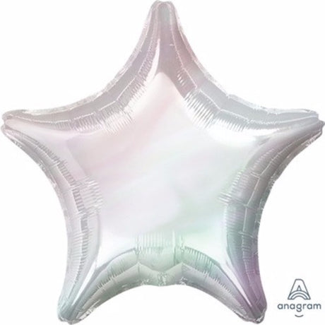 45cm star-shaped iridescent foil balloon, perfect for parties with a mesmerizing rainbow effect and durable design.