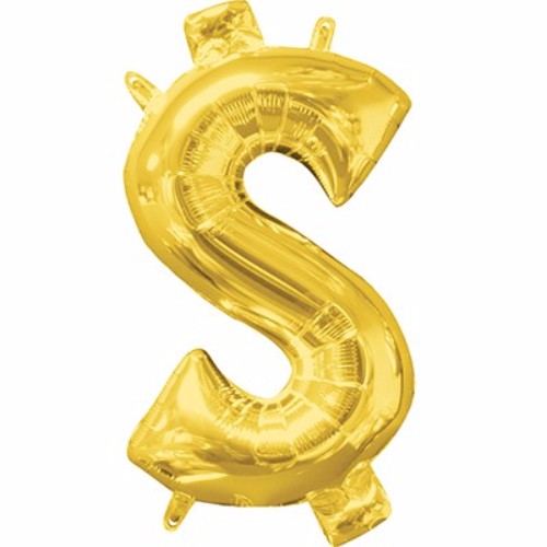 Shape $ Dollar Symbol Gold 40cm Foil Balloon