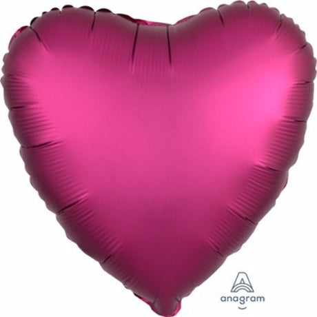 45cm heart-shaped pomegranate satin luxe foil balloon, perfect for elegant celebrations and special occasions.